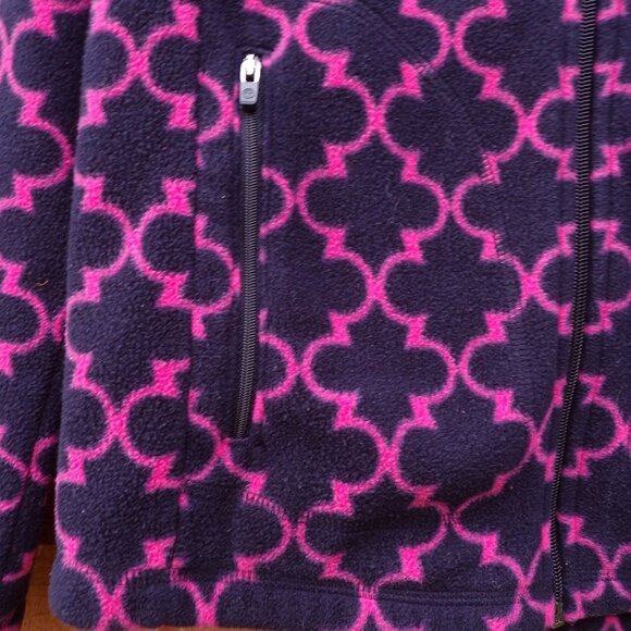 Talbots Women's Full-Zip Fleece Jacket Size M Long Sleeve Zip Pockets Blue Pink - Picture 3 of 9